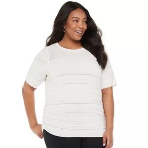 Croft & Barrow white ruched side pullover short sleeve crewneck top
